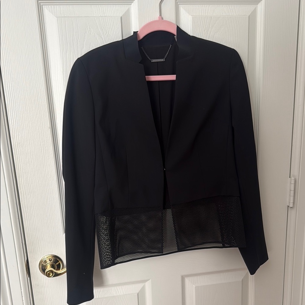Elegant Black Women's Jacket with mesh Detail Elie Tahari size 8